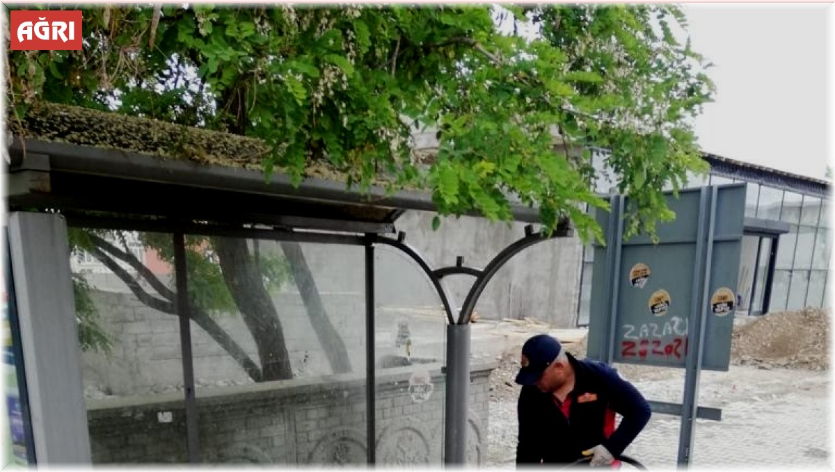 Ağrı'da cadde ve duraklar yıkandı