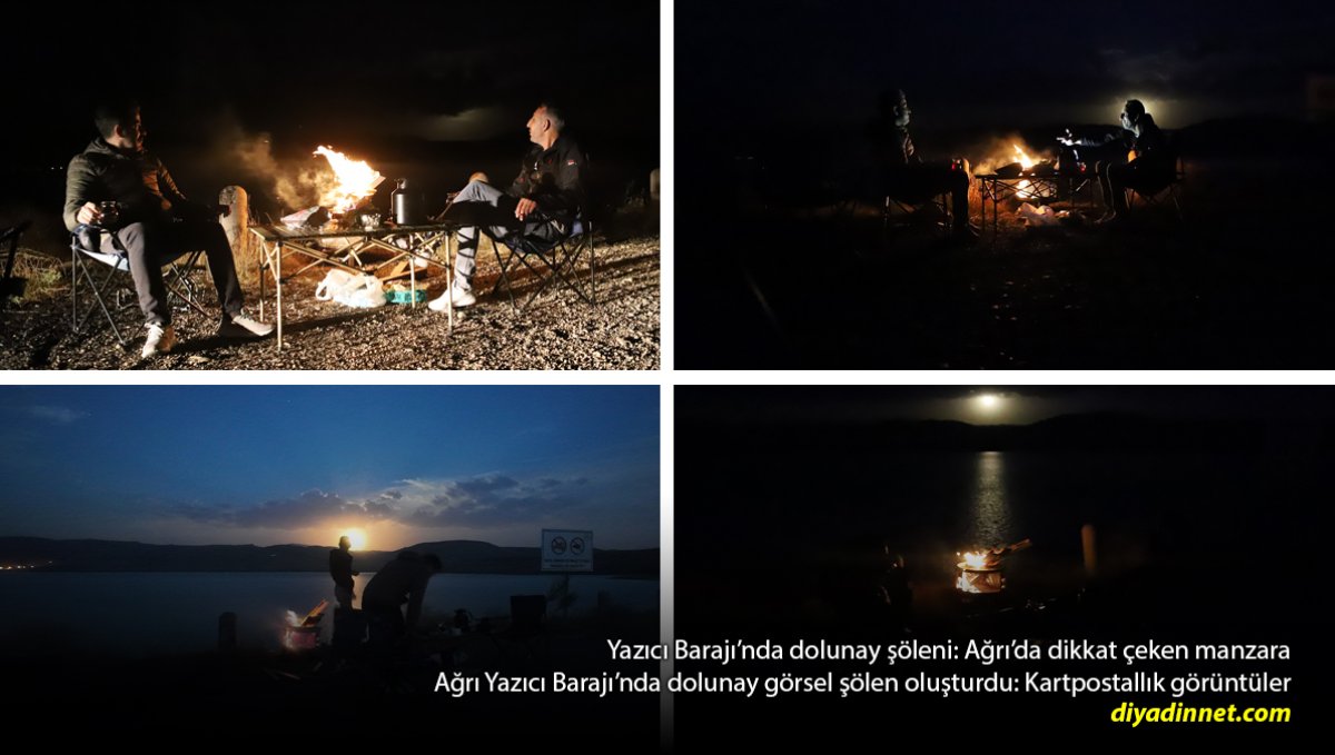 Ağrı'da Dolunay Büyüledi: Yazıcı Barajı'nda Kartpostallık Görüntüler