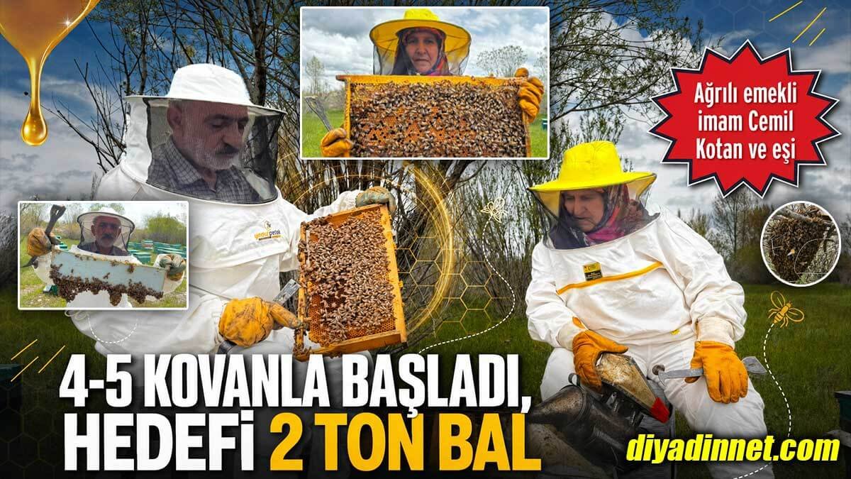 Ağrı'da Emekli İmam Cemil Kotan, Eşiyle Arıcılığa Başladı, Kovan Sayısı Yüzü Aştı