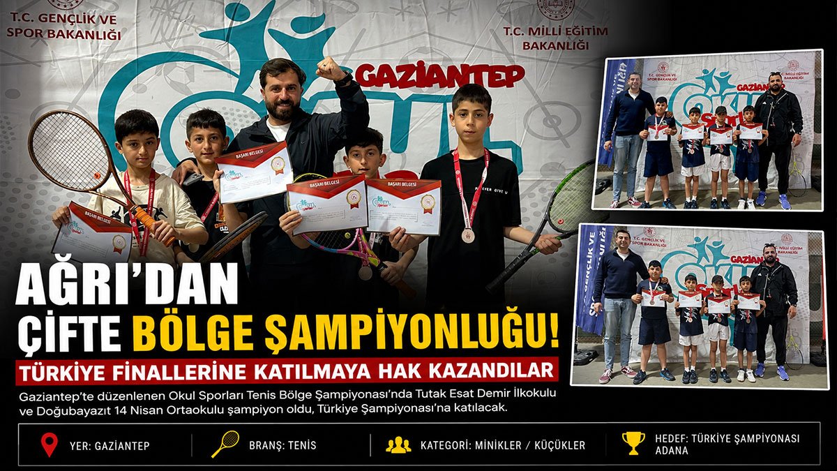 Ağrı'da iki okul tenis bölge şampiyonu oldu, Türkiye finallerine katılacak