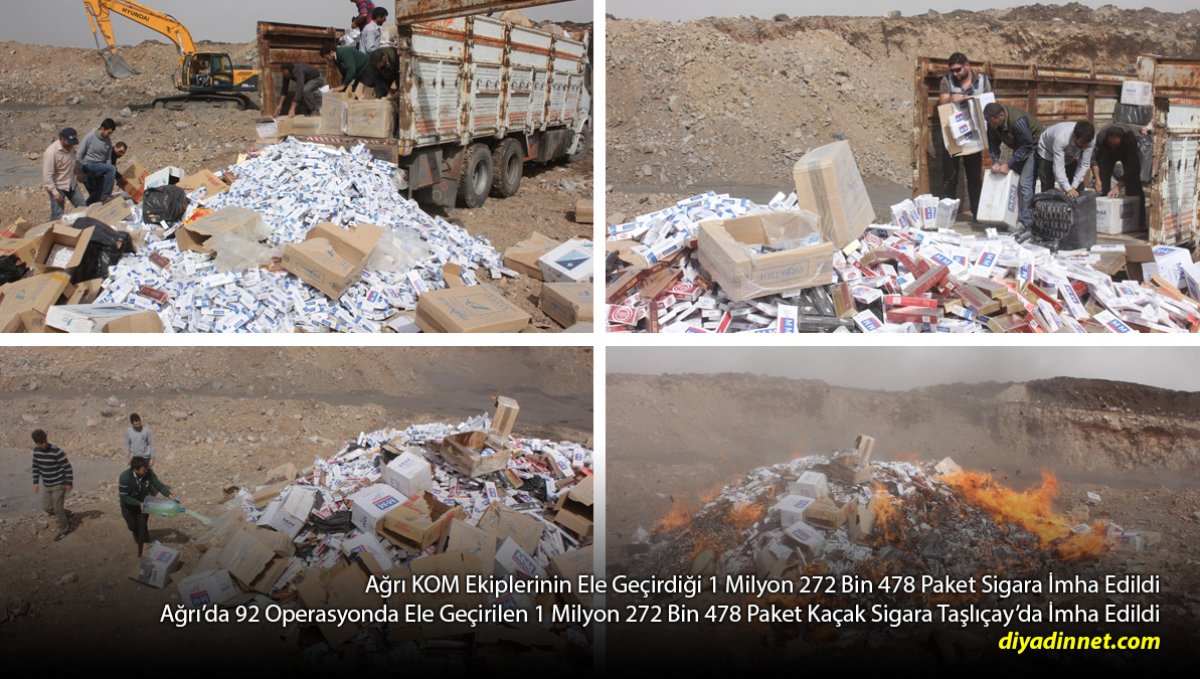Ağrı'da Kaçakçılığa Büyük Darbe: 92 Operasyonda 1 Milyon 272 Bin Paket Sigara İmha Edildi