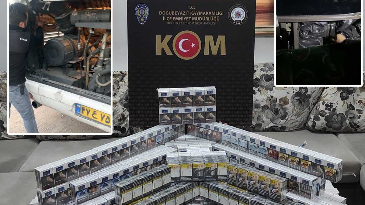 Ağrı'da otobüsün gizli bölmesinde 4 bin 400 paket kaçak sigara ele geçirildi