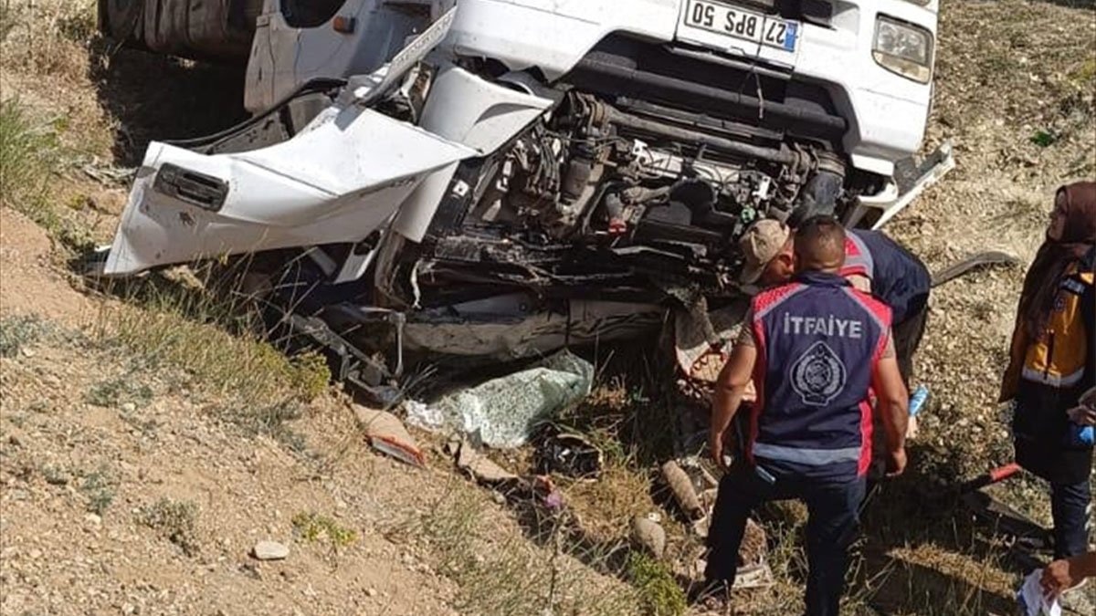 Ağrı'da şarampole yuvarlanan tırın sürücüsü öldü