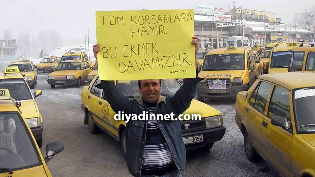 Ağrı'da taksicilerden korsan taksi eylemi