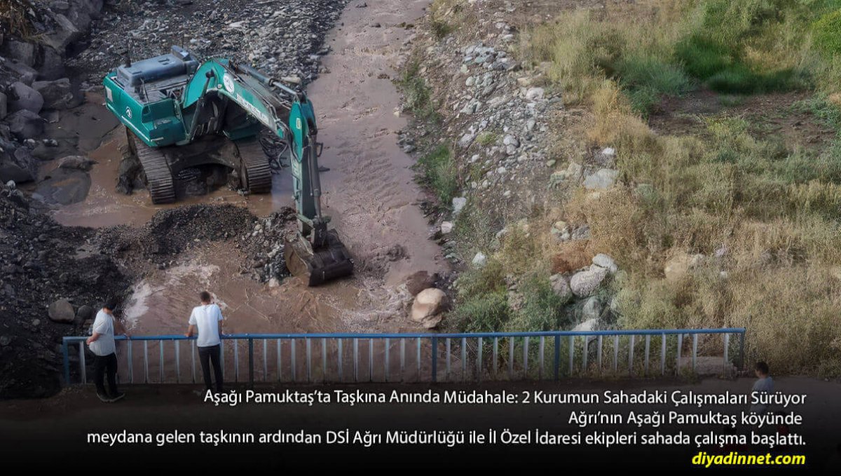 Ağrı'da Taşkına Hızlı Müdahale: 2 Kurum Aşağı Pamuktaş'ta Seferber Oldu