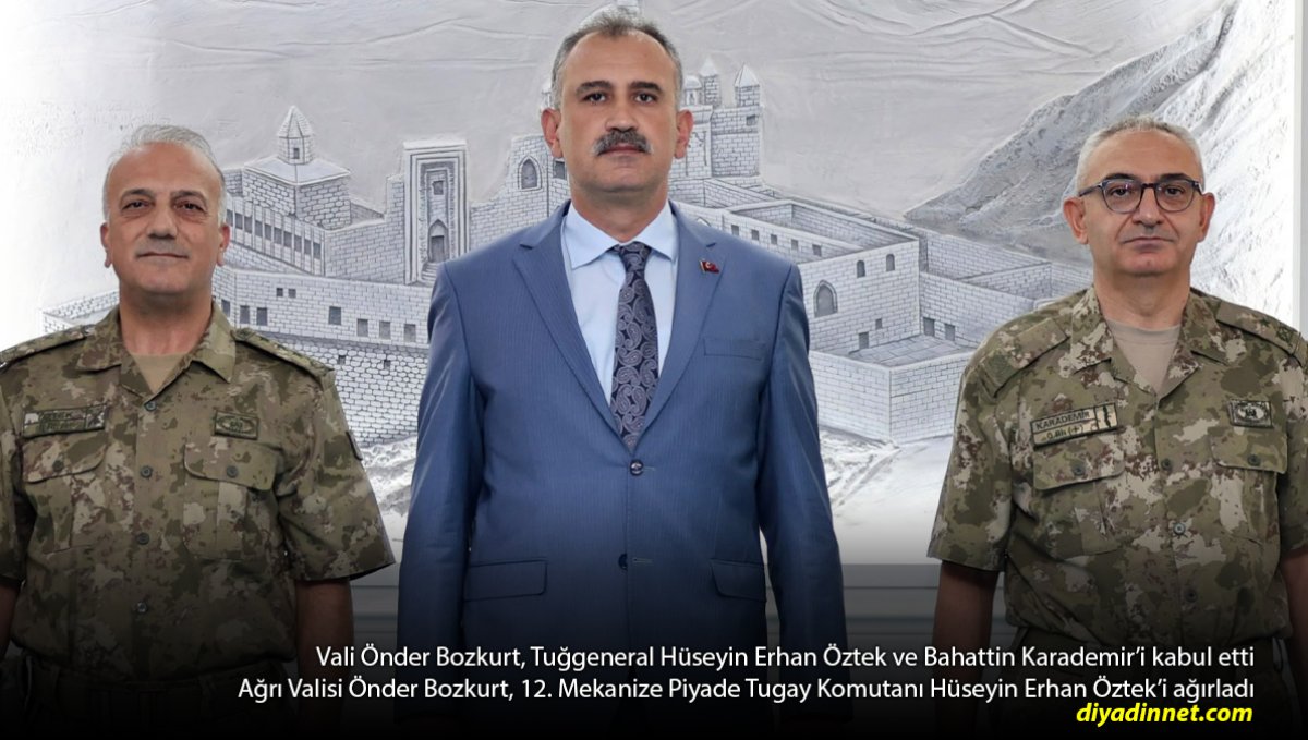 Ağrı'da Tugay Komutanlığı değişti: Yeni ve önceki komutan Valilikte bir araya geldi