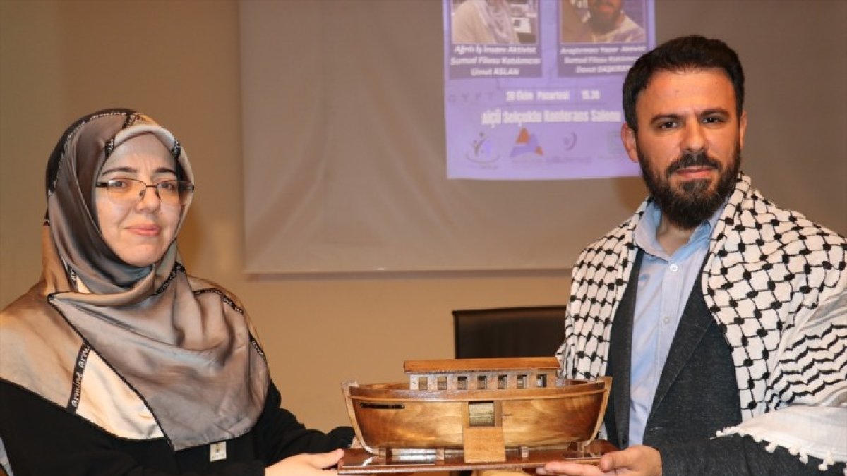 Ağrı'da Umut Aslan ve Davut Daşkıran Küresel Sumud Filosu'nda Yaşadıklarını Anlattı