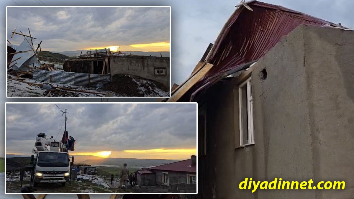 Ağrı Diyadin'de Dolu ve Şiddetli Rüzgar Evin Çatısını Uçurdu