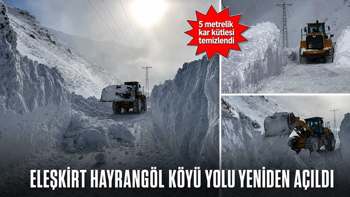 Ağrı Eleşkirt'te Çığ Düşen Hayrangöl Köyü Yolu Ulaşıma Açıldı