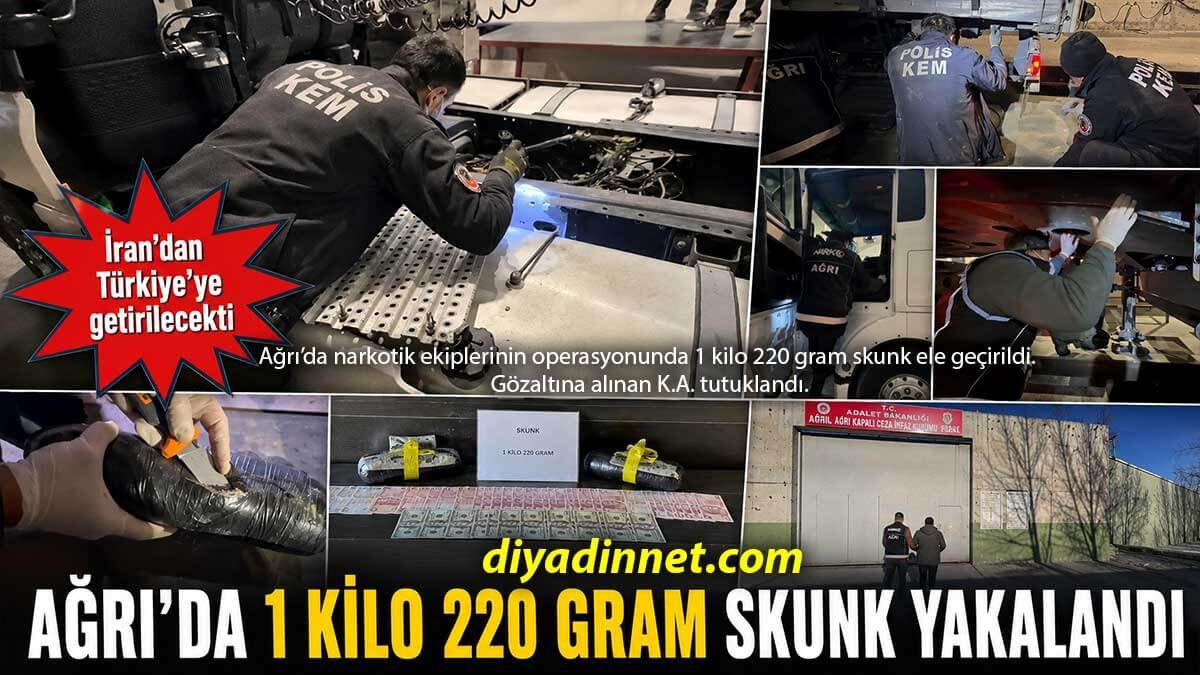 Ağrı Emniyetinden Uyuşturucu Operasyonu: 1 Kilo 220 Gram Skunk Ele Geçirildi