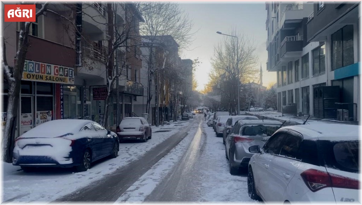 Ağrı'nın Patnos ilçesinde etkili olan kar yağışı geceyi adeta aydınlattı