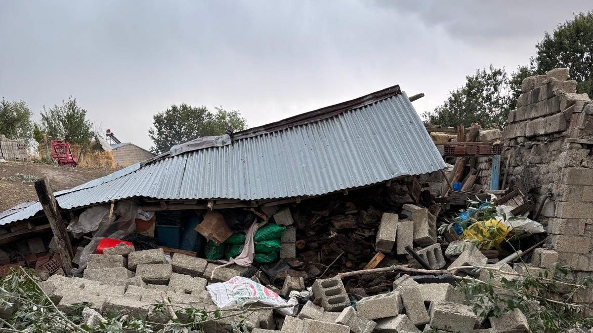 Ağrı'nın Tezeren Köyünde Fırtına: Ev ve Ahırların Çatıları Zarar Gördü