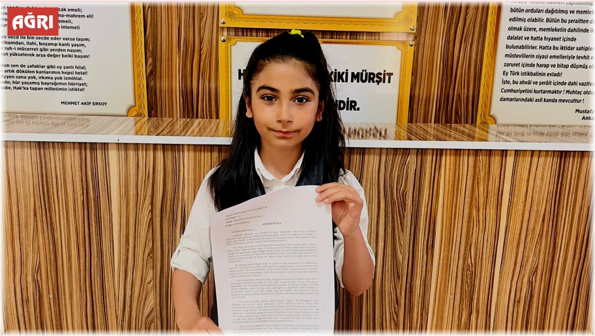 Ağrılı öğrenci "Özel Çocuklara Özel Mektuplar Seçkisi" yarışmasında birinci oldu