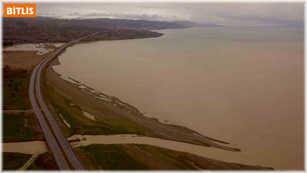 Ahlat'ta Van Gölü kahverengiye boyandı