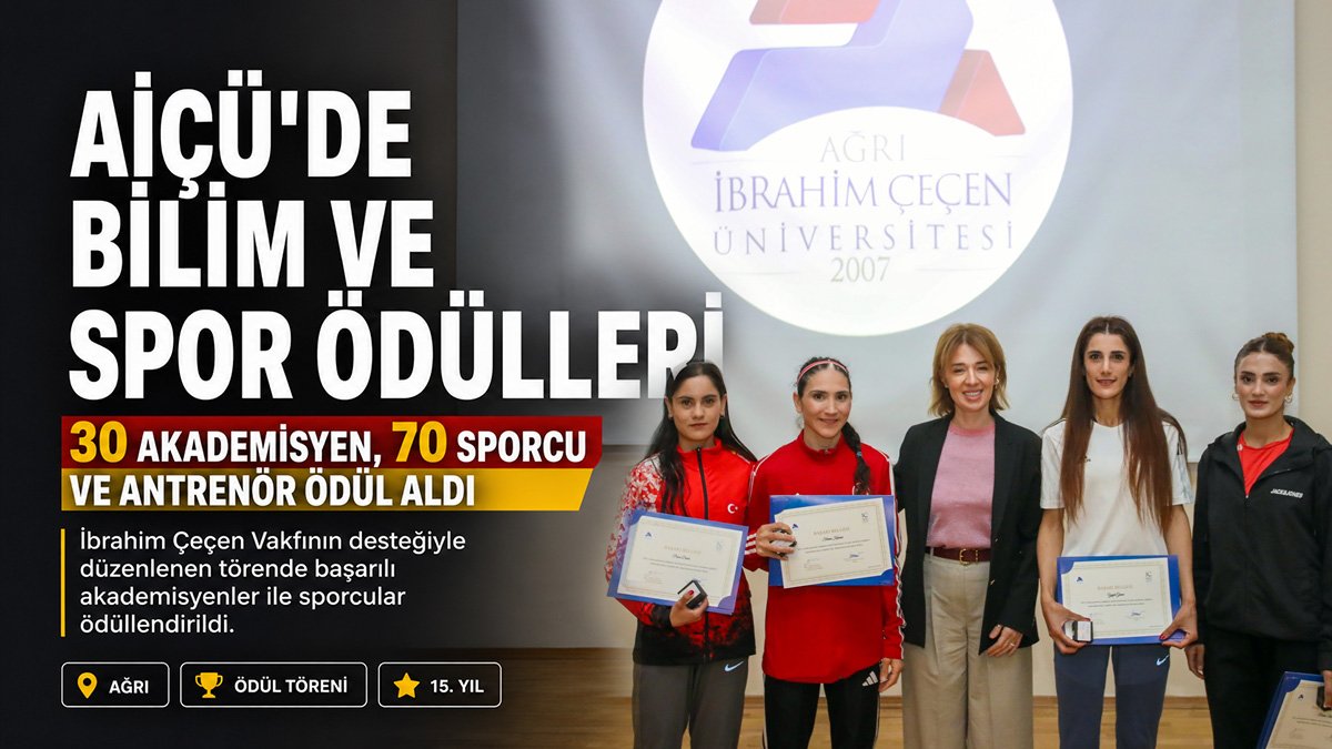 AİÇÜ'de 30 akademisyen ile 70 sporcu ve antrenöre ödül verildi