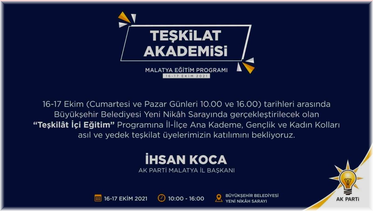 AK Parti Malatya'da "Teşkilât İçi Eğitim"