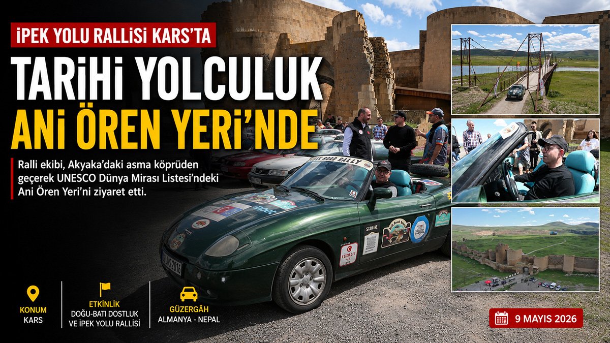 Almanya'dan Nepal'e giden İpek Yolu Rallisi ekibi Kars'ta Ani Ören Yeri'ne ulaştı