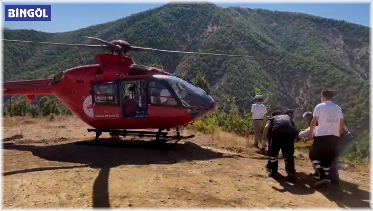 Ambulans helikopter mezradaki hastanın imdadına yetişti