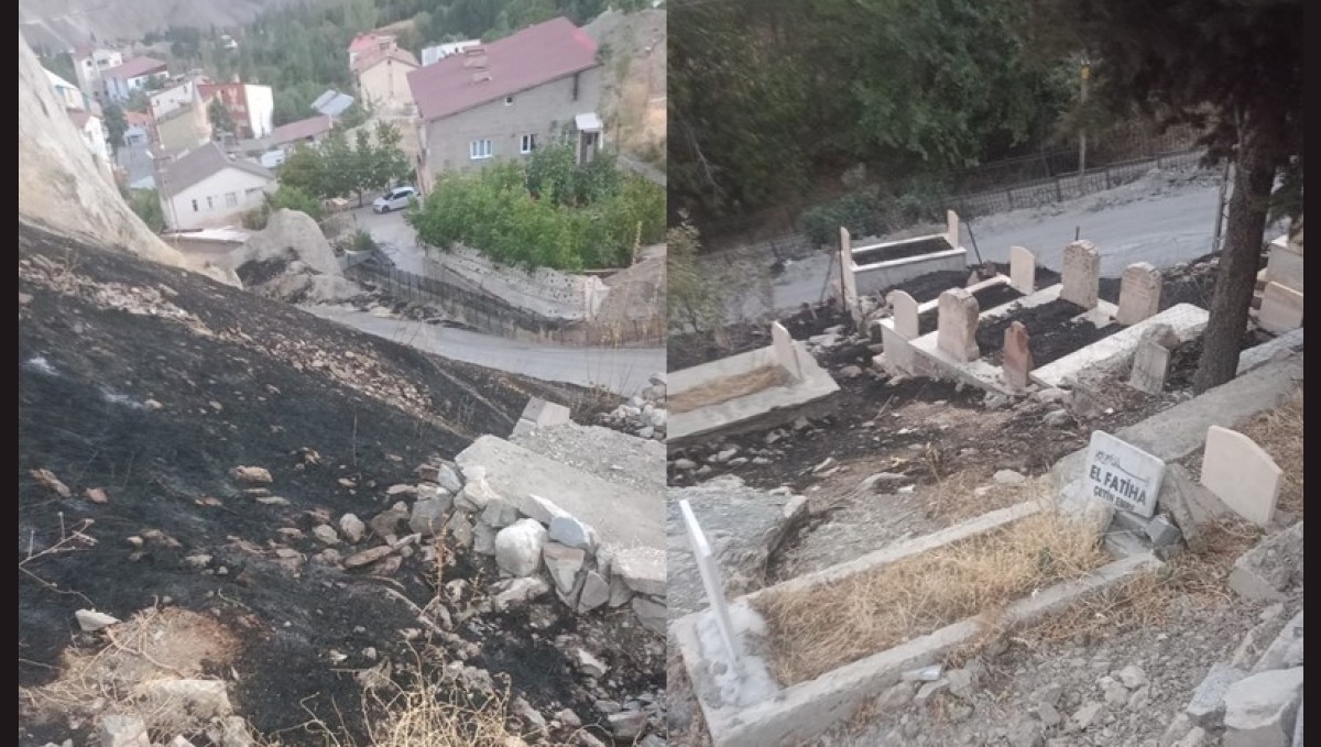 Anız yangınları mezarlıklara zarar veriyor