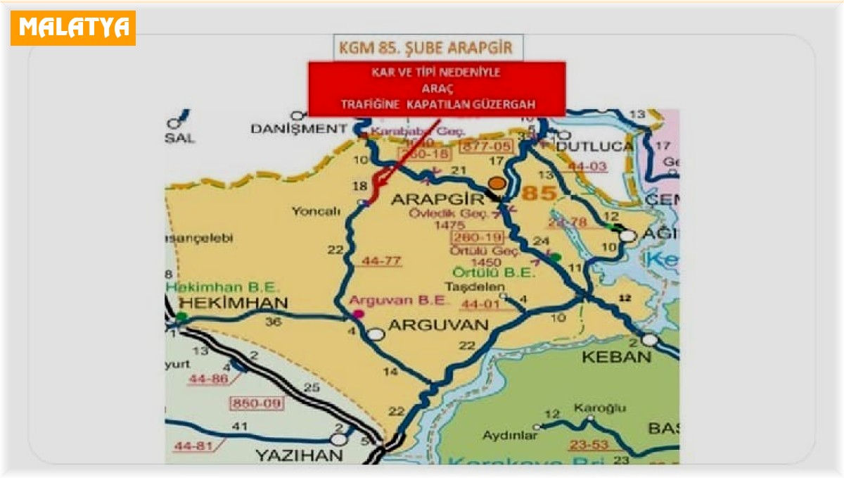 Arapgir-Divriği yolu kar nedeniyle ulaşıma kapandı