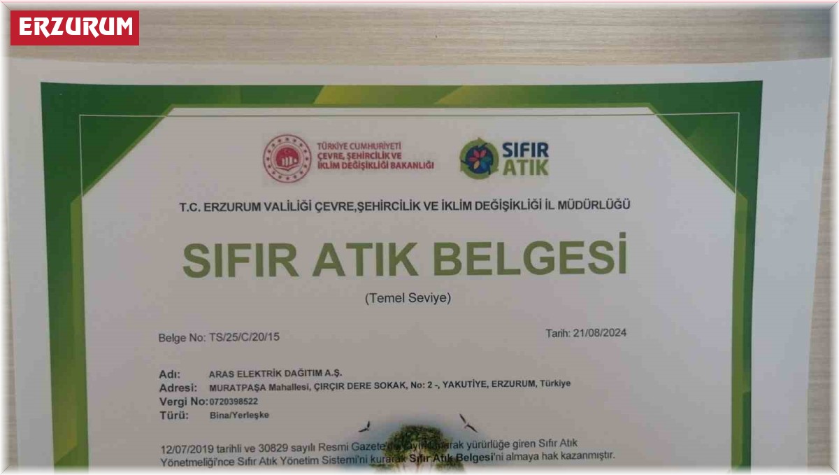 Aras EDAŞ sürdürülebilirlik çalışmaları kapsamında 'Sıfır atık belgesi'ni aldı