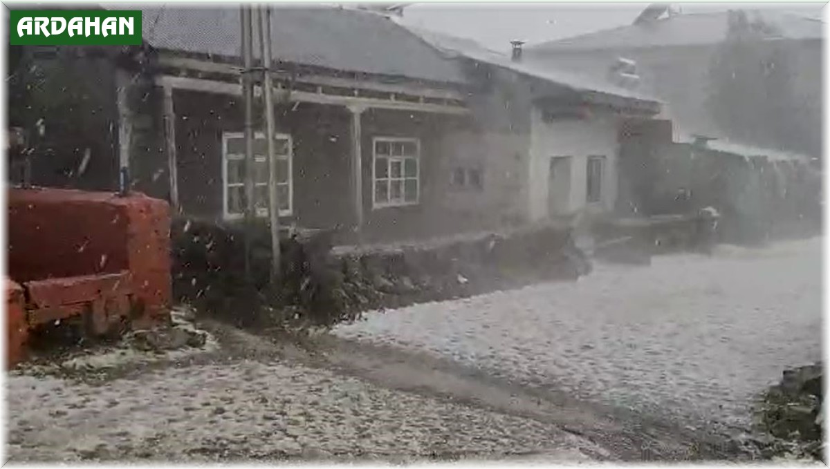 Ardahan'da dolu yağışı sonrası her yer beyaza büründü