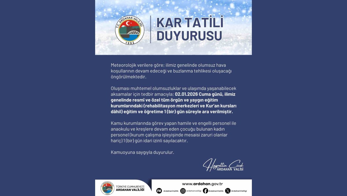 Ardahan'da eğitime kar engeli