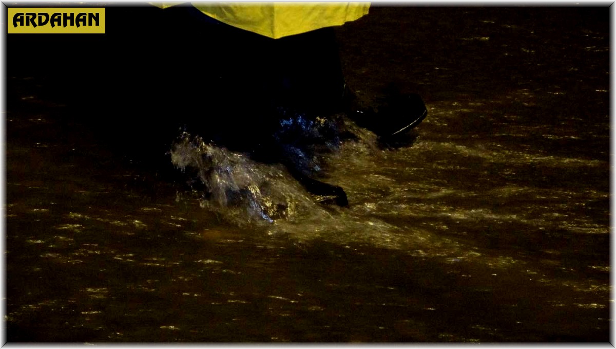 Ardahan'da eriyen kar ve sağanak yağış yolları suyla kapladı