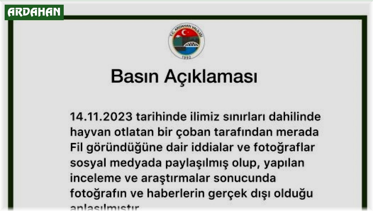 Ardahan'da "fil" alarmı