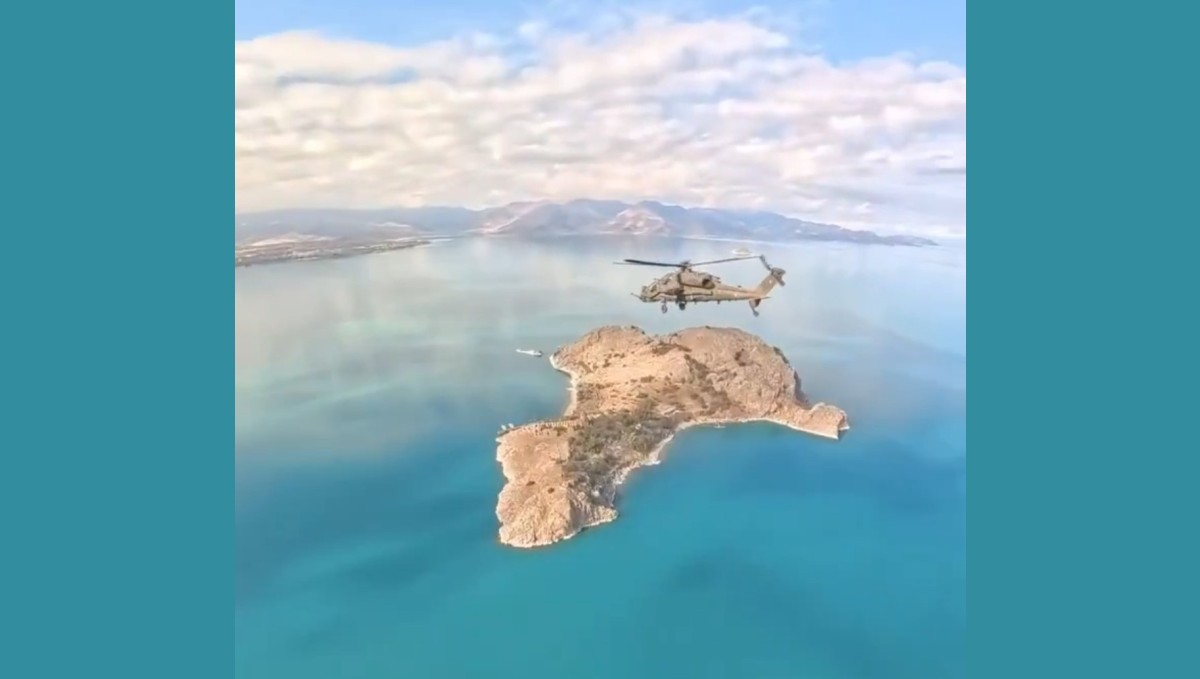 Atak helikopterin kamerasından Van Gölü ile Akdamar Adası