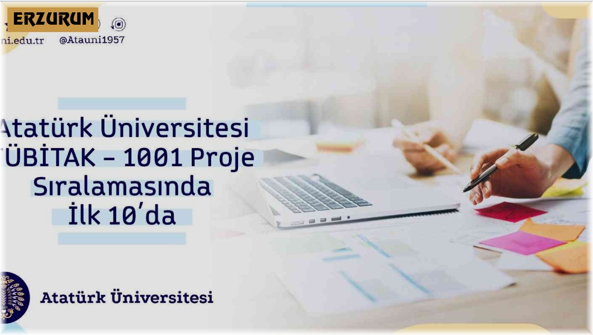 Atatürk Üniversitesi TÜBİTAK - 1001 Proje sıralamasında ilk 10'da