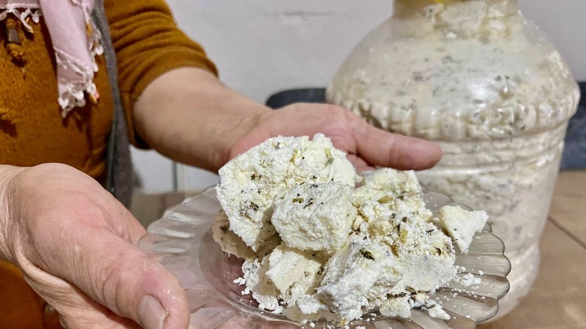 Aylarca toprak altında bekletilen peynirler sofraları süsledi