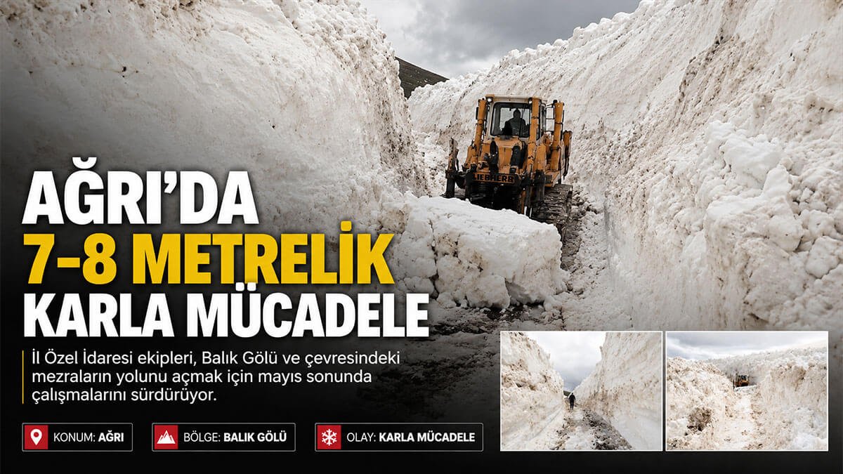 Baharın son günlerinde Ağrı'da 7-8 metrelik karla mücadele