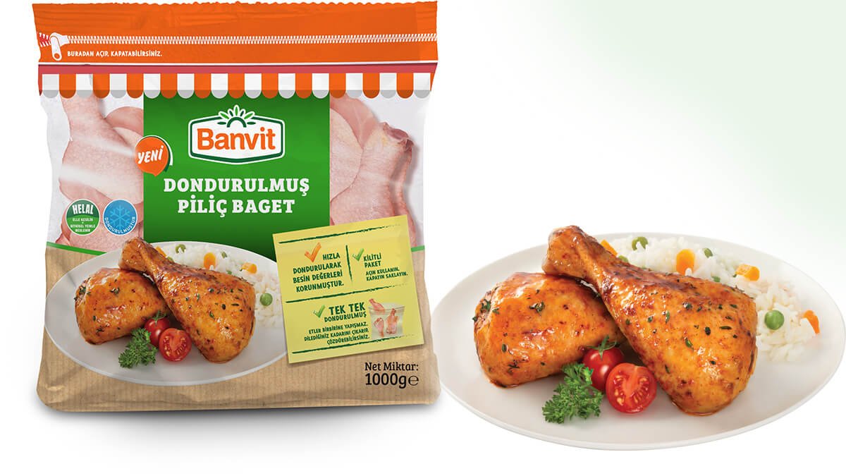 Banvit Dondurulmuş Piliç Baget Raflarda