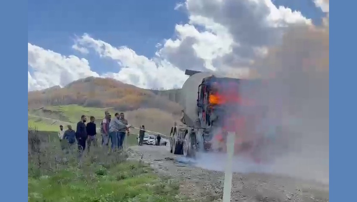 Beton mikseri alev topuna döndü
