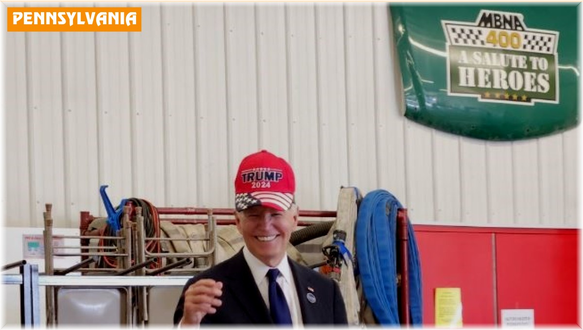 Biden, "Trump 2024" şapkasını taktı