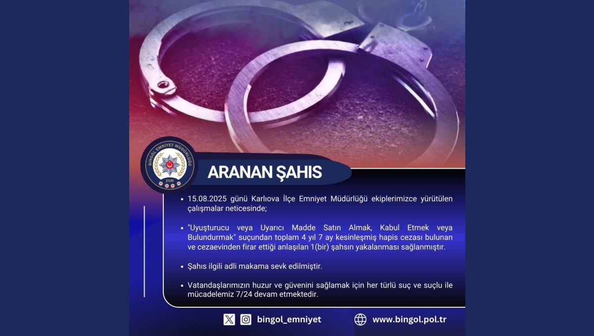 Bingöl'de aranan firari yakalandı
