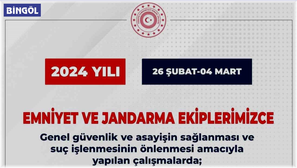 Bingöl'de çeşitli suçlardan 8 şüpheli tutuklandı