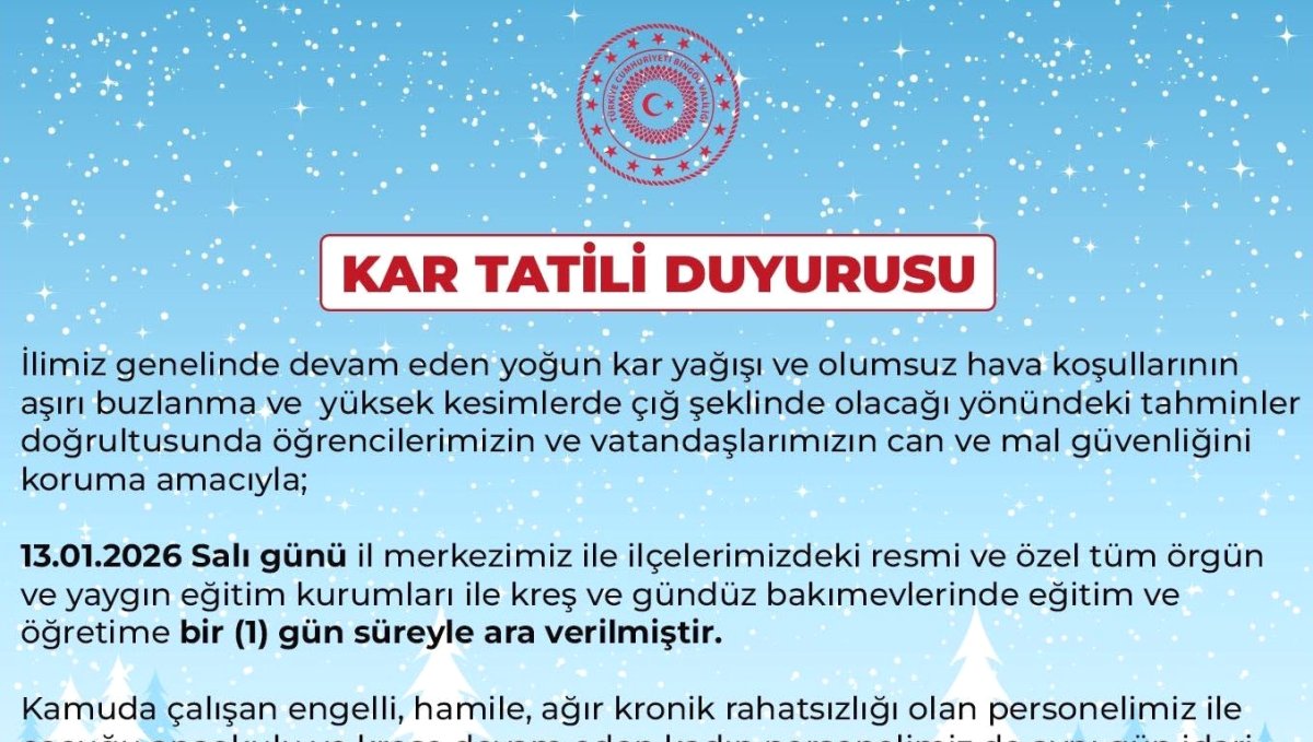 Bingöl'de eğitime 1 gün ara verildi