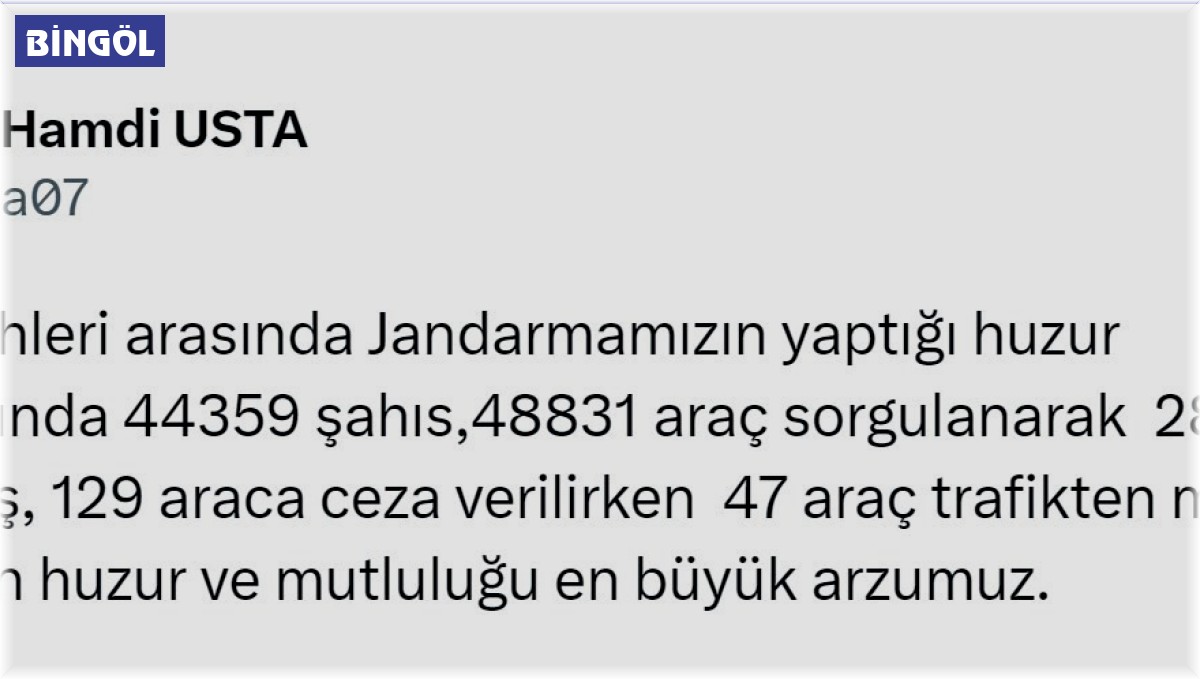 Bingöl'de huzur operasyonu