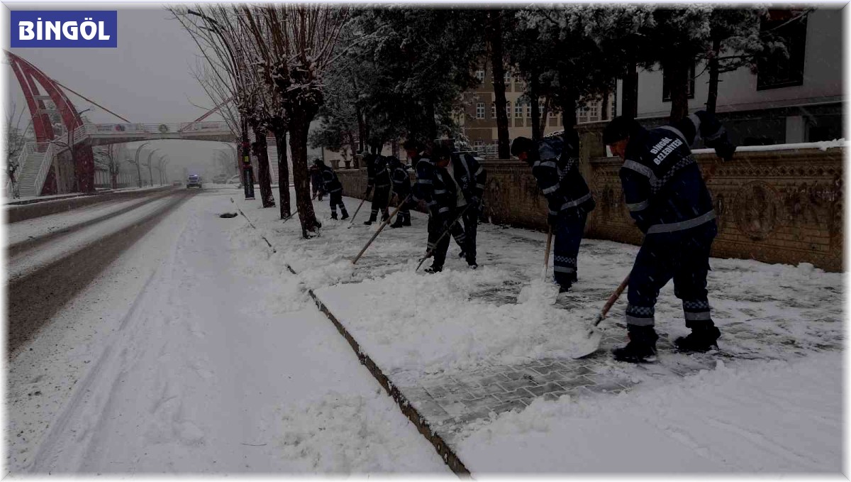 Bingöl'de kar yağdı, belediye ekiplerinin mesaisi de başladı
