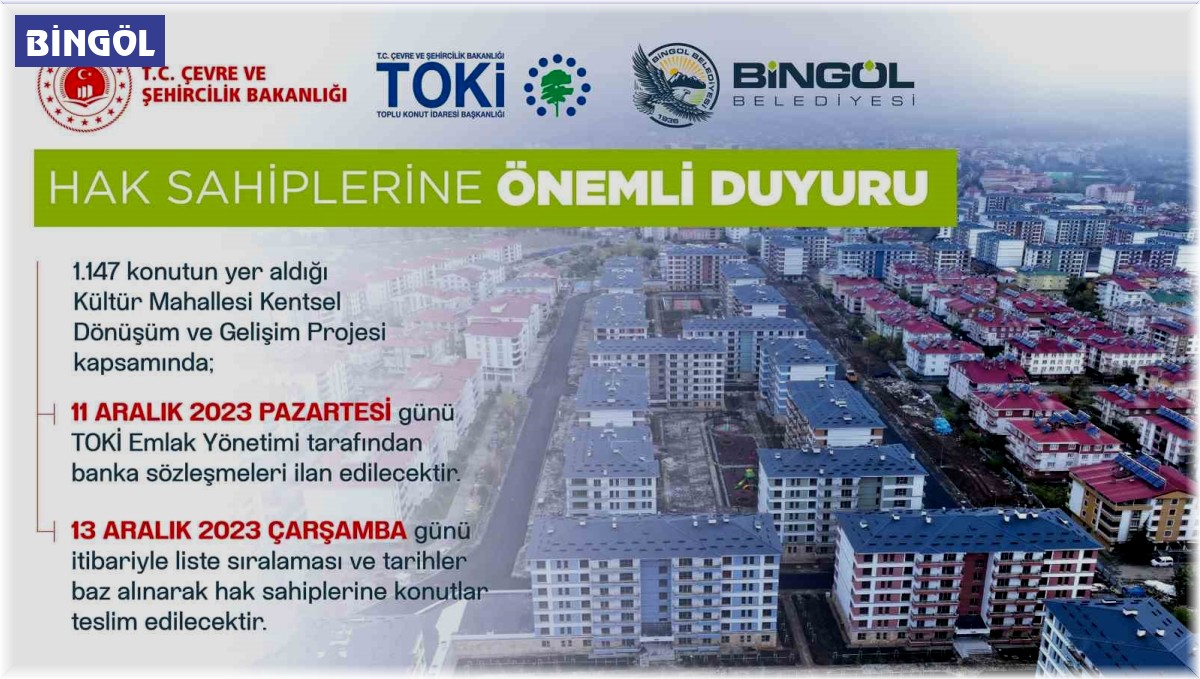 Bingöl'de kentsel dönüşümde teslimat süreci başladı