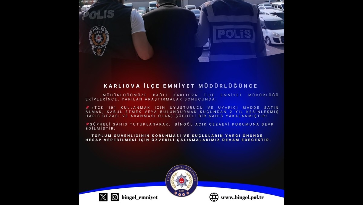 Bingöl'de kesinleşmiş hapis cezası bulunan zanlı yakalandı