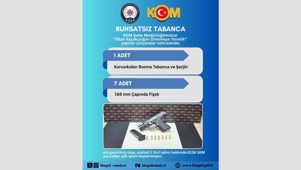 Bingöl'de ruhsatsız silah ve tüfekler ele geçirildi