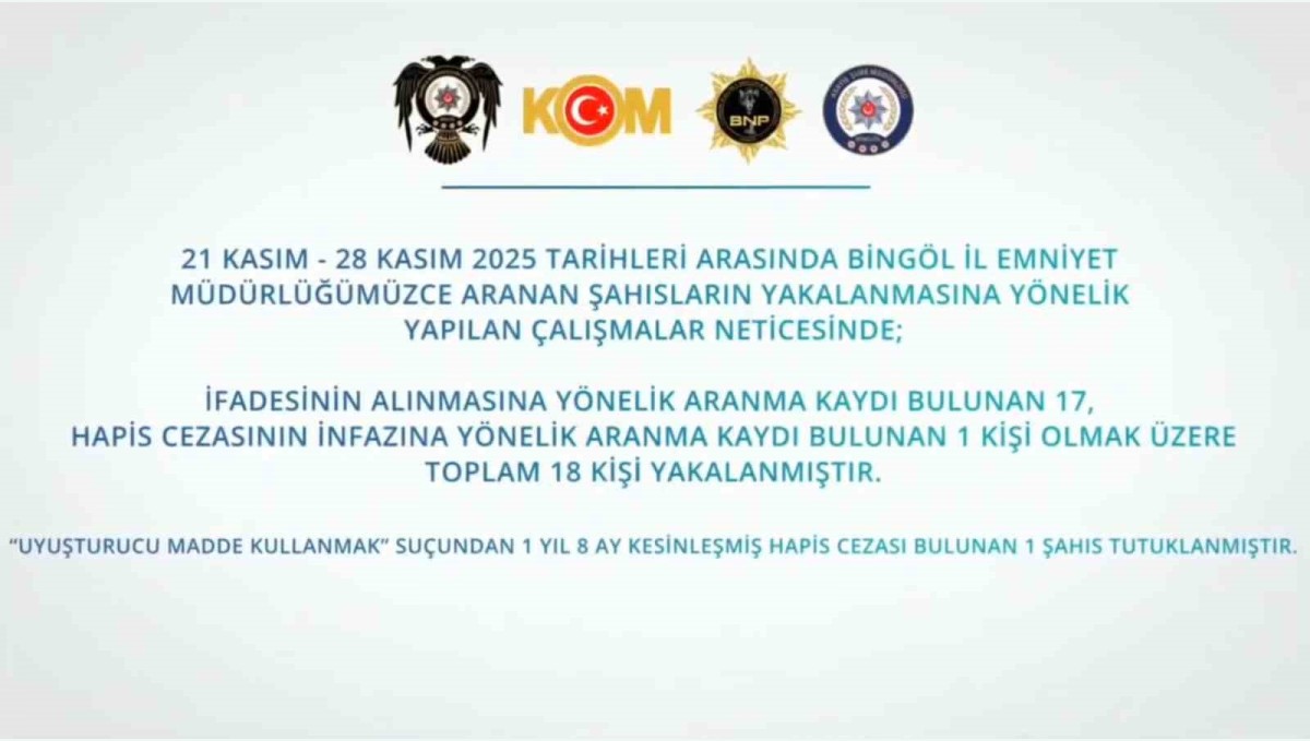 Bingöl'de suçlulara göz açtırılmıyor
