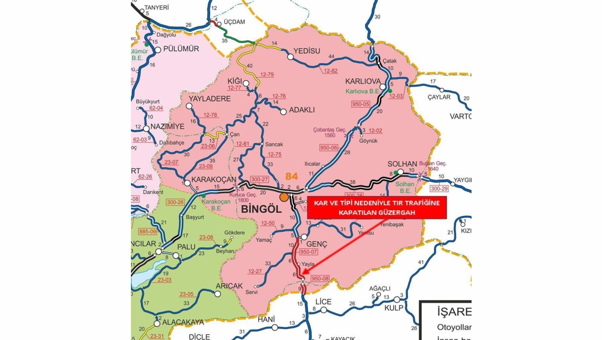 Bingöl-Diyarbakır karayolu tır trafiğine kapatıldı