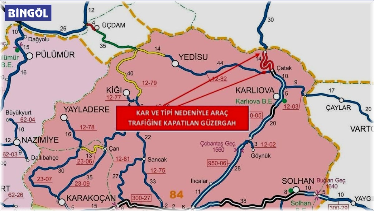 Bingöl-Erzurum karayolu tipi nedeniyle kapandı
