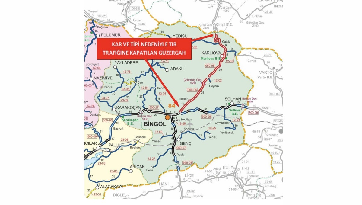 Bingöl-Erzurum karayolu tır trafiğine kapatıldı