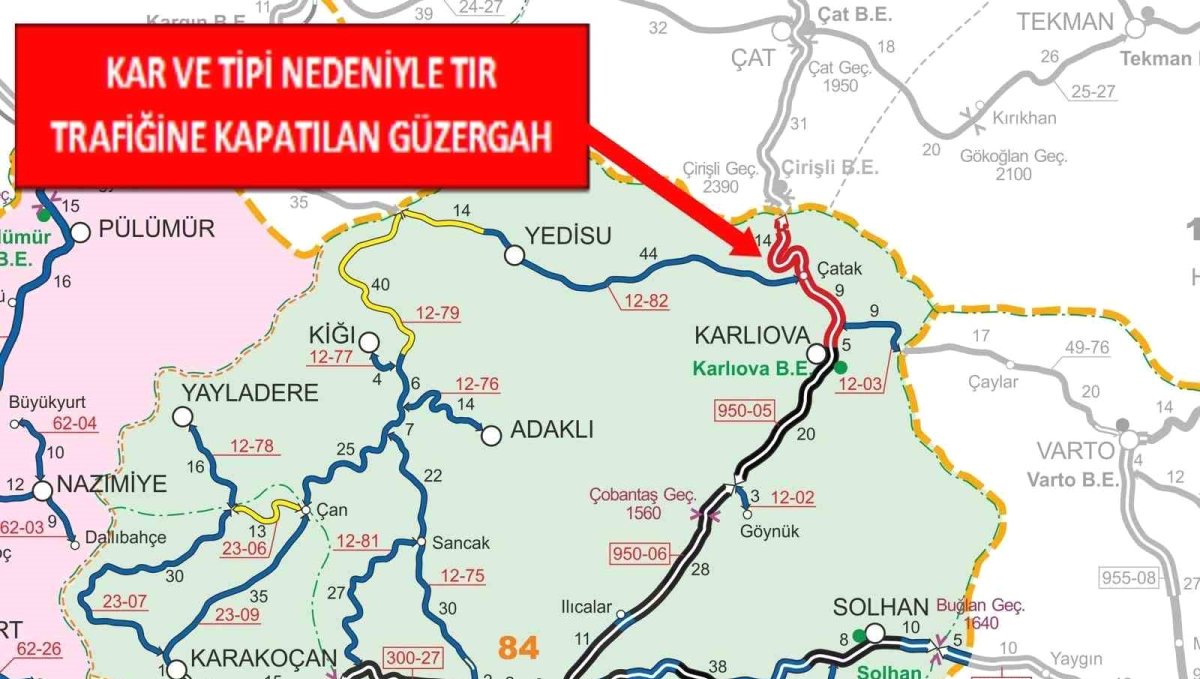 Bingöl-Erzurum karayolu tır trafiğine kapatıldı