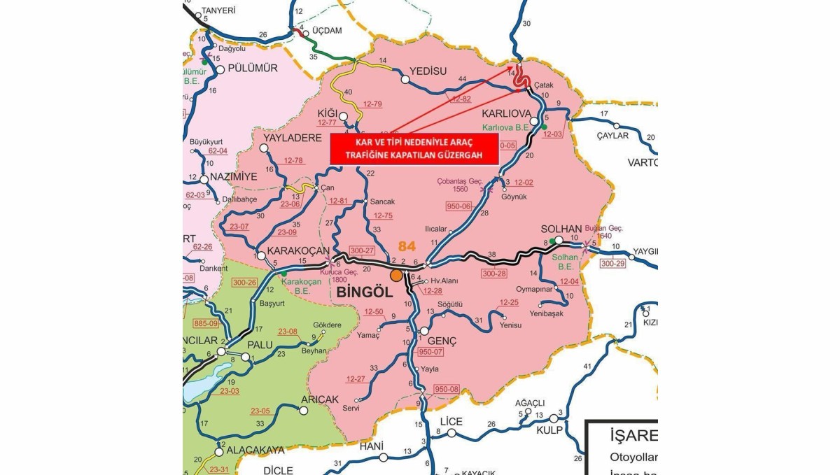 Bingöl-Erzurum karayolunun bir kısmı tır trafiğine kapandı